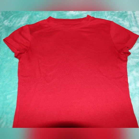 Red Ribbed Tee - Picture 2 of 5